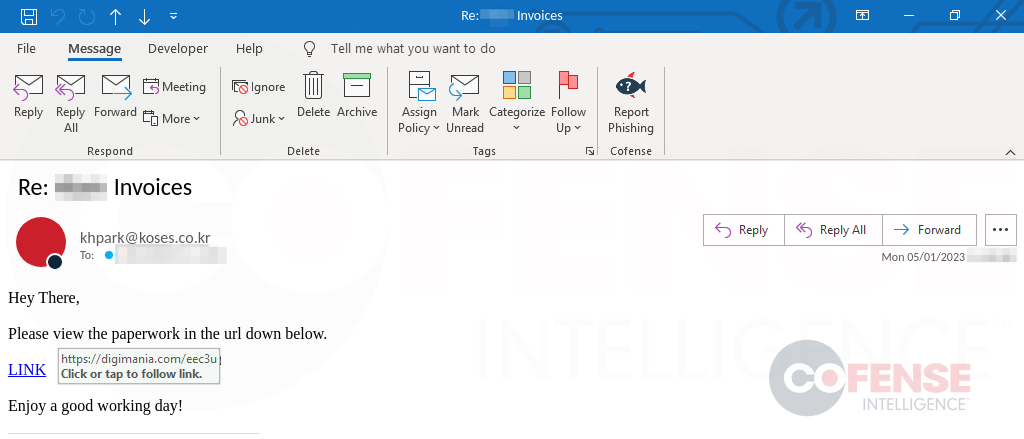 Figure 4: Phishing campaign utilizing a compromised domain to host NetSupport RAT. 