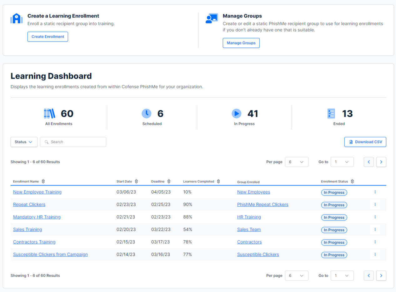 Learning Catalog within PhishMe 