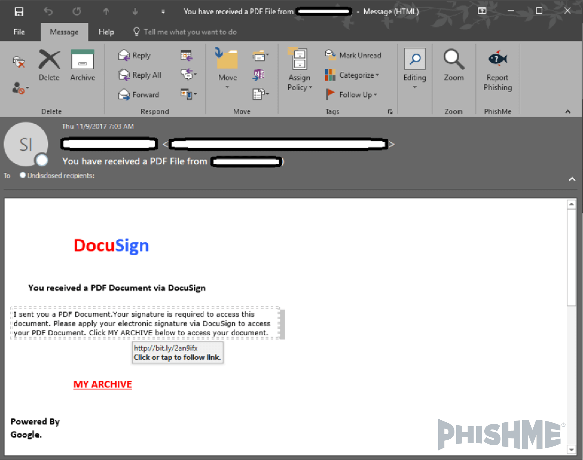 Cofense Illustration of Phishing Email Detection