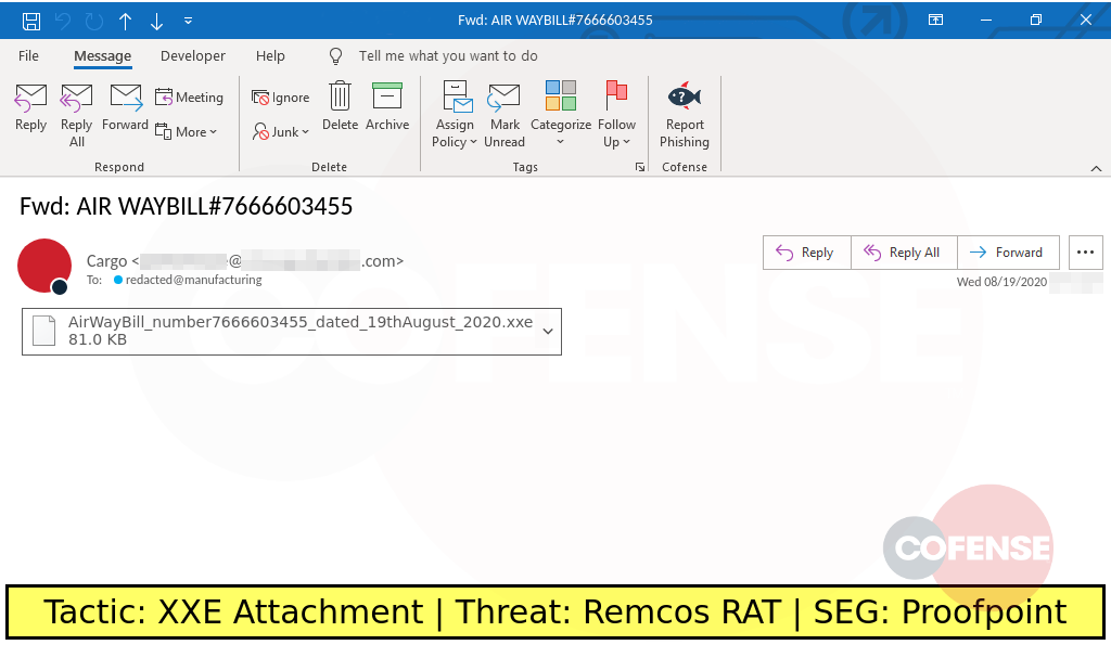 sample phish with a billing theme delivers remcos rat via .xxe attachment