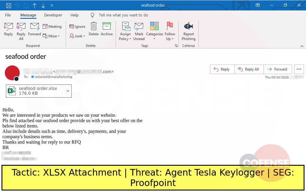 sample phish delivers xlsx attachment leading to agent tesla keylogger