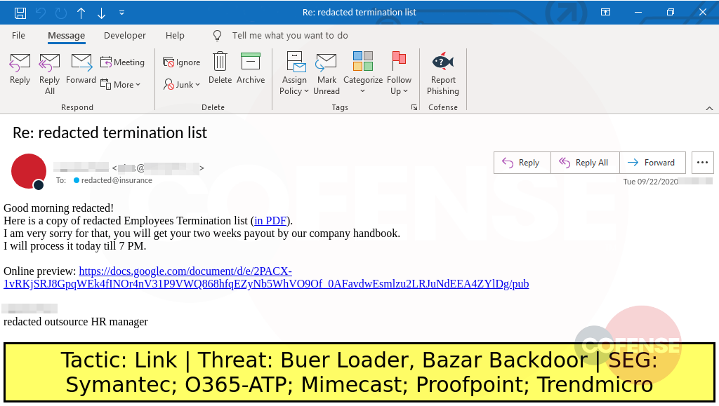 sample phish delivers a google doc link to buer loader that installs bazarbackdoor