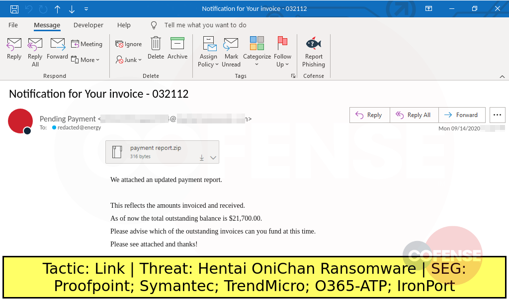 sample phish uses invoice theme to deliver a link to hentai onichan ransomware