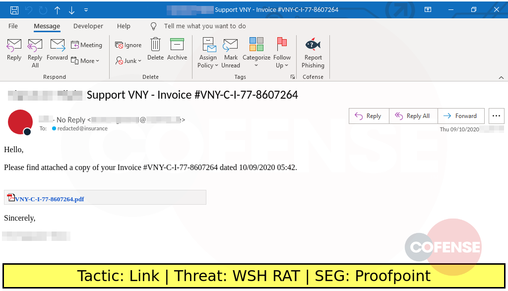 sample phish uses an invoice-theme to deliver a malicious link leading to the wsh remote access trojan