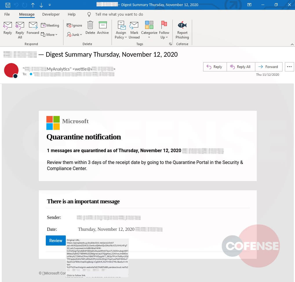 Fake Office 365 Email Leads to Curiosity | Cofense