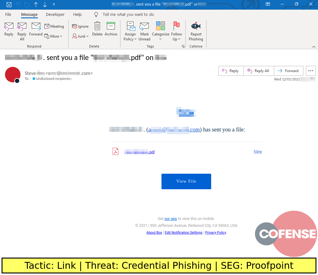 Real Phishing Example: Notification-themed emails found in environments protected by Proofpoint deliver credential phishing.